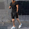 2025 new fashion trend summer men's waffle short-sleeved shorts two-piece full matching business and leisure suit
