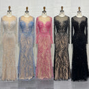 Elegant Long Sleeve Evening Dress for Women 2025 O-Neck Mermaid Wedding Party Luxury Beaded  Formal