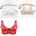 ALLTOOALL 3PC Women Sexy Lace Bras Plus Size Push Up Bralette Female Underwired Underwear Hollow Out Lingerie Embroidery Bra