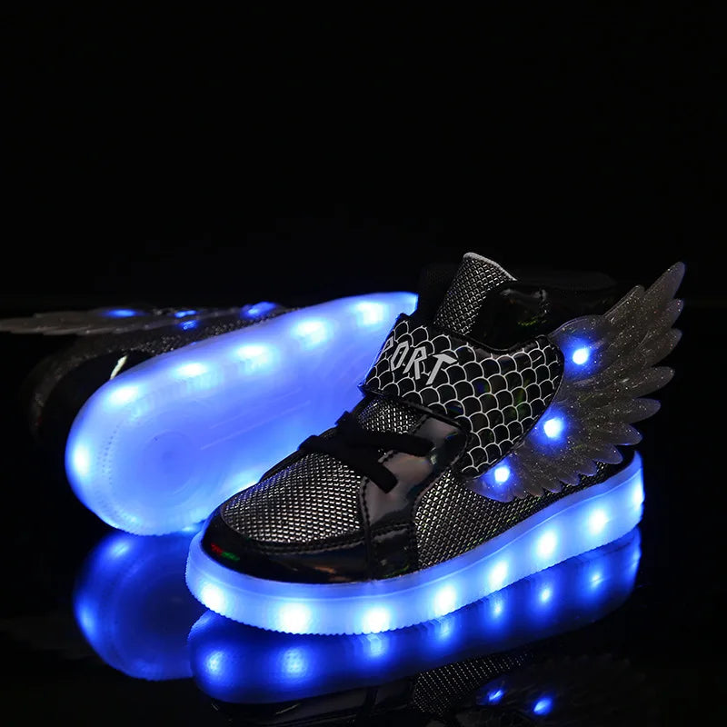 Children's Casual Shoes New Small  Medium-sized Children's LED Charging Luminous Shoes Children's Shoes USB Colorful Light Shoes