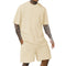 Men's crew neck T-shirt two-piece new style spring and summer striped yarn woven outdoor sports casual short-sleeved suit