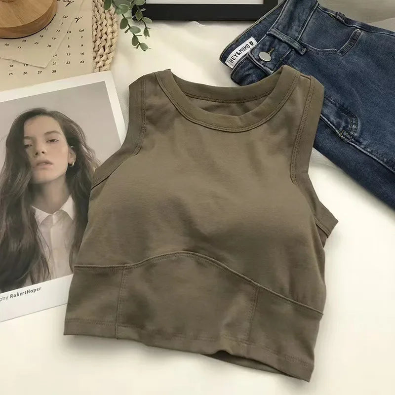 Fashion Uniform Color Tanks Camisole Clothing Sexy Waistcoat for Women Sports No Steel Ring Chest Pad Yoga Vest Nylon Underwaist