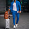 2025 new spring and autumn men stand collar solid color baseball casual Waffle full pants two men's suit men's wear