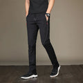 New Men Running Pants Ice silk elastic Breathable stripe Quick Dry Training Fitness Zip Pocket Joggings Pant Male Gym Sweatpants
