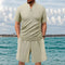 Men's New Waffle Summer Suit 2025 Casual T-shirt + Shorts Suit Men's Tracksuit Solid Color Tracksuit Loose Suit Clothes for Men