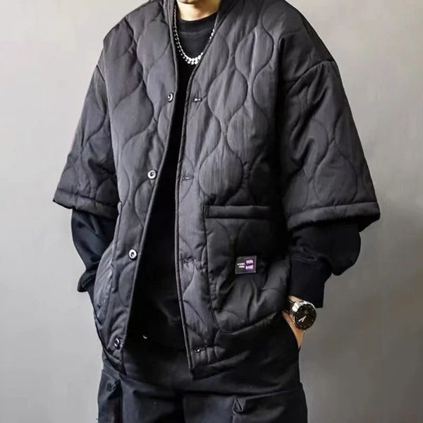 Chinese Collarless Taoist Robe Style Cotton Padded Jackets Men's Autumn Winter Half Sleeved Parkas New Retro Oversized Warm Vest