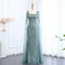 Sharon Said Luxury Arabic Turquoise Evening Dress with Cape Sleeves Sqaure Neck Dubai Women Wedding Party Gowns SS469 Customized