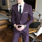 Blue Men's Plaid Blazer Jacket and Vest with Pants, Gray & Burgundy Available, Asian Size Mens Three Piece Set