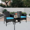 3-piece Outdoor Small Bar Set, Terrace Furniture Chairs, Black Wicker Porch Furniture with Glass Coffee Table