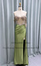 GiGiBraut Fancy Satin Prom Dress For Women Mermaid Pleated Slit Crystals Evening Gowns Vestido De Formatura Party Customised