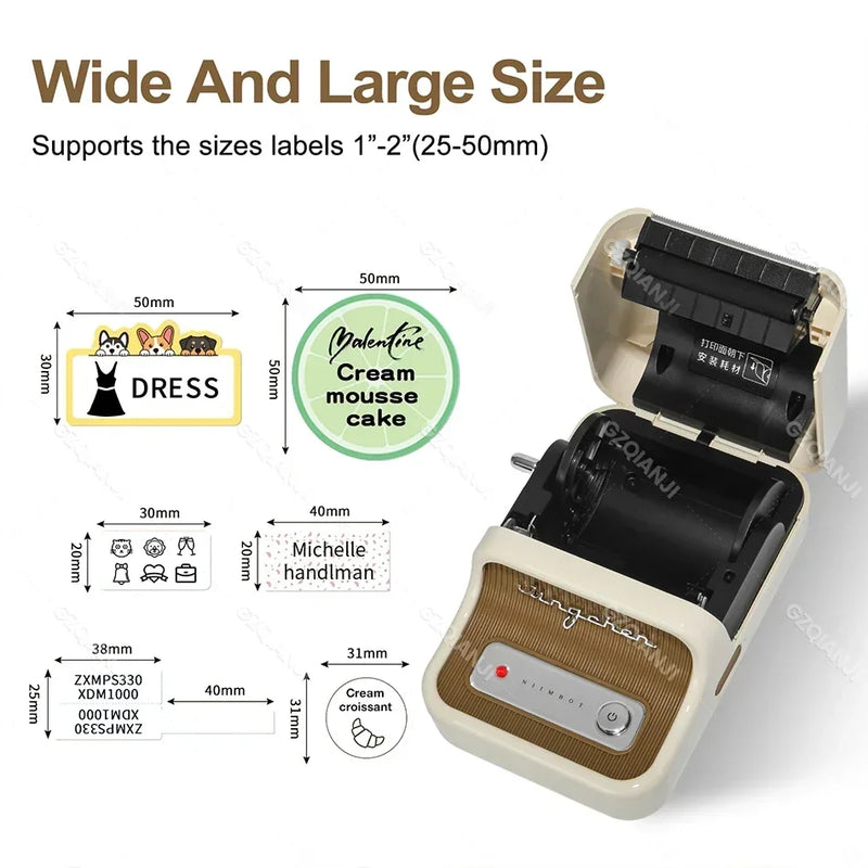 Niimbot B1/B21 Label Thermal Printer Mini Pocket Barcode Maker Bluetooth Printers Self-adhesive Sticker Machine With GiftLabel