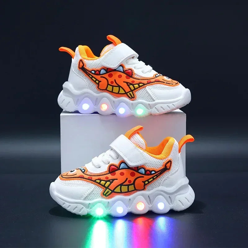LED Children Cute Cartoon Boys Casual Sneaker for Children Shoes Girl Mesh Breathable Lighting Shoes Baby Illuminated Shoe