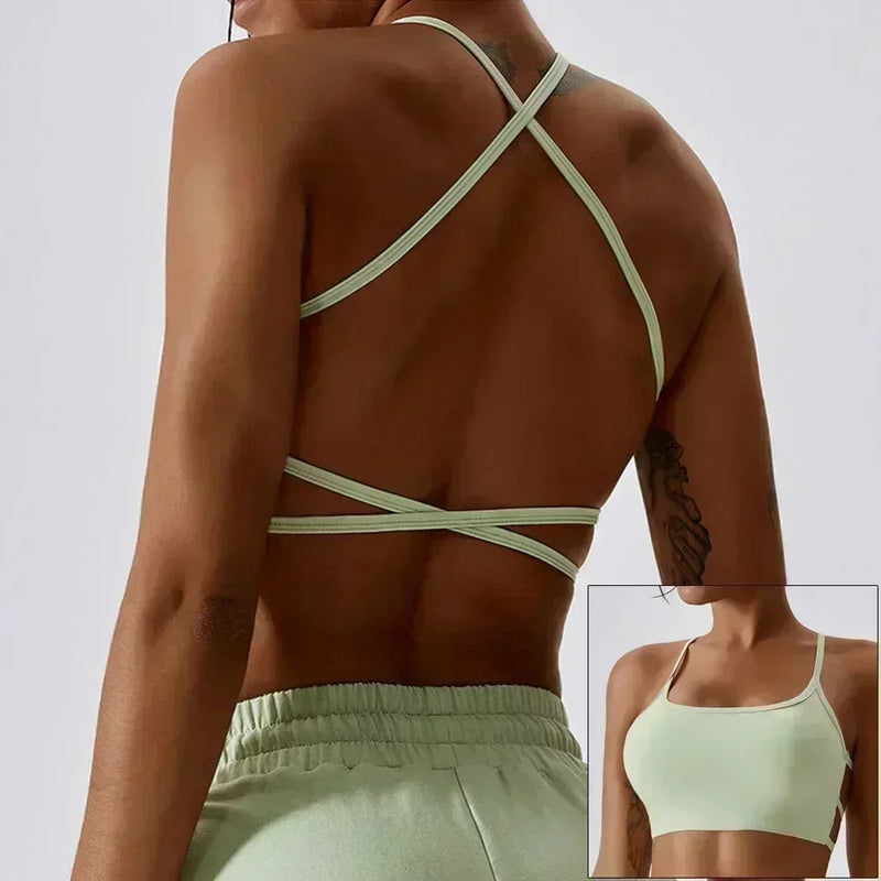Cloud Hide Sexy Back Sports Bra Women Yoga Crop Top Home Fitness Workout Underwear Dancing Vest Plus Size Running Cycling Shirt