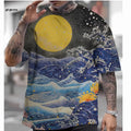 Japanese Style Men's Short-Sleeved T-Shirt Shirt Ukiyo-E Printed 3D T-Shirt Casual Tops Oversized Summer Men's Fashion Clothing