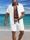 2025 summer men's beach light casual fashion city everything lapel button color shirt short-sleeved shorts set