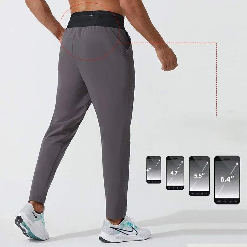Trail Marathon Running Pants Men Loose Sweatpants Sports Joggers Fitness Quick Dry Sportswear Training Trousers Waist Bag Pocket