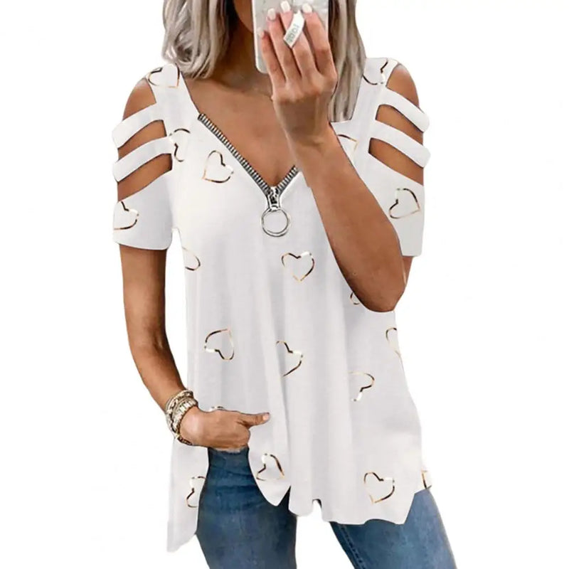 Women Blouse Sexy Breathable Lady Summer T-shirt Soft Summer Blouse Plus Size Lady Summer Top Lady Garment