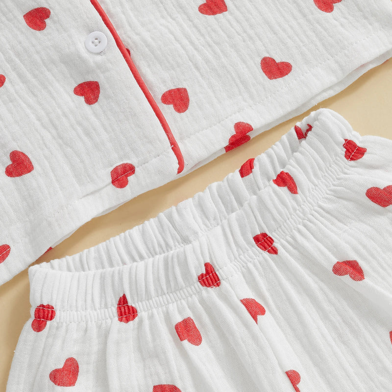 MISOWMNJOY Soft Cotton Kids Girls Boys Pajama Sets Valentine's Day Children Sleepwear Heart Long Sleeves Shirt Pants Loungewear