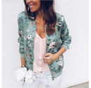 Women Floral Jackets Spring Summer Long Sleeve Zipper Print Bomber Jacket Casual Pocket Slim Female Fashion Outwears