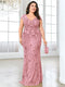 XUIBOL Plus Size  Elegant Sequin Evening Dress Long 2024 Women Mermaid Formal Deep V-neck Prom Luxury Wedding Party Dresses