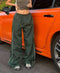 Y2K Baggy Cargo For Women Drawstring Elastic Low Waist Parachute Sweatpants Loose Hippie Pants Trousers
