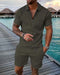 2025 Trend Men Streetwear Fashion Half Zip Polo Shirts+shorts 2 PCS Sets Men's 3D Digital Print Casual Suit New Male Tracksuits