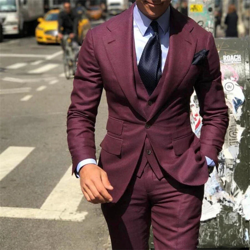 Elegant Wedding Tuxedos Suits 3 Pieces Slim Fit Bridegroom For Men Groomsmen Suit Male Cheap Formal Business (Jacket+Vest+Pants)