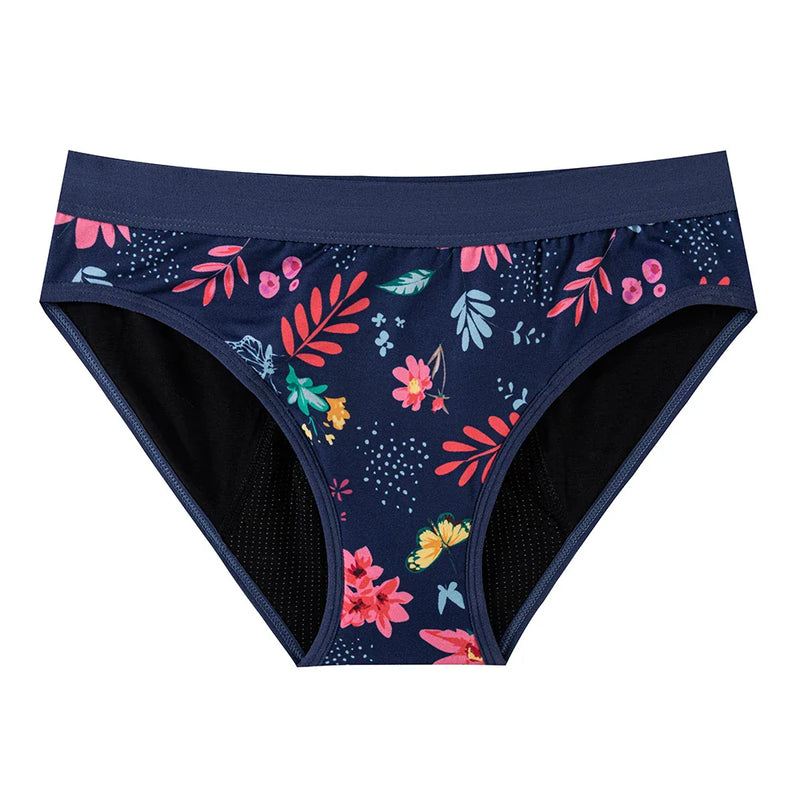 1pcs Girls Children Cotton Menstrual Panties For Teenager Printing Fabric Underwear 4-Layer Medium Flow Absorption Ladies Briefs