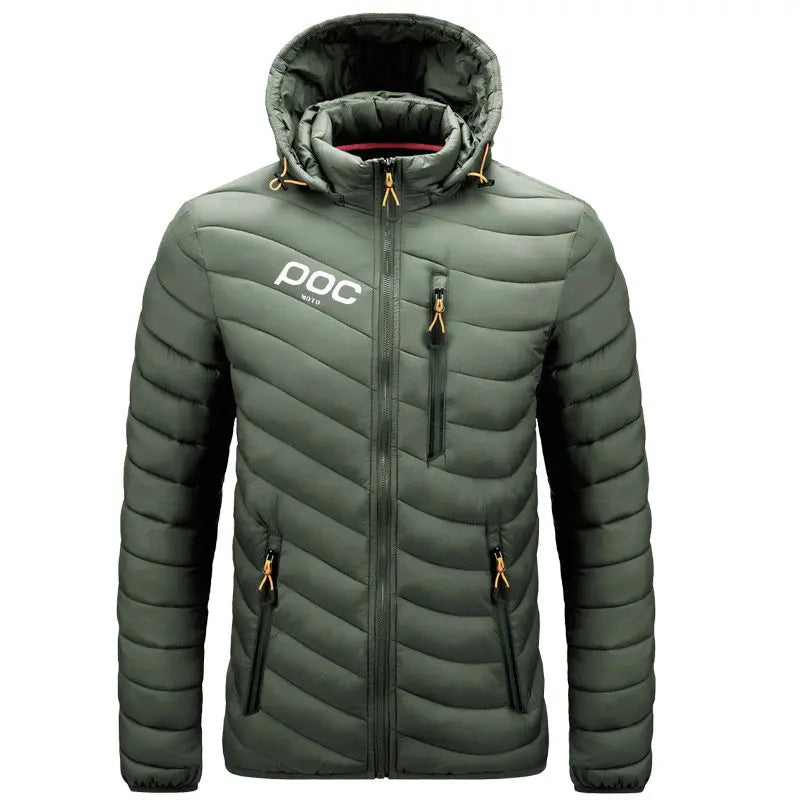 Men's Winter Thermal Jacket Moto Poc Cycling Hooded Warm Coat Outdoor Windbreaker Mountain Bike Cothing MTB Bicycle Down Jackets