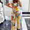 2 Piece Women Sets 2024 New Arrival Plus Size Summer Matching Sets Print Two Pieces Sets Top Pants Suits Outfits Clothing