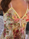 Women Spaghetti Strap Camisoles Floral Print V-Neck Tie-Up Front Sleeveless Sling Tank Tops Slim Fit Vests Crop Tops Y2k Summer