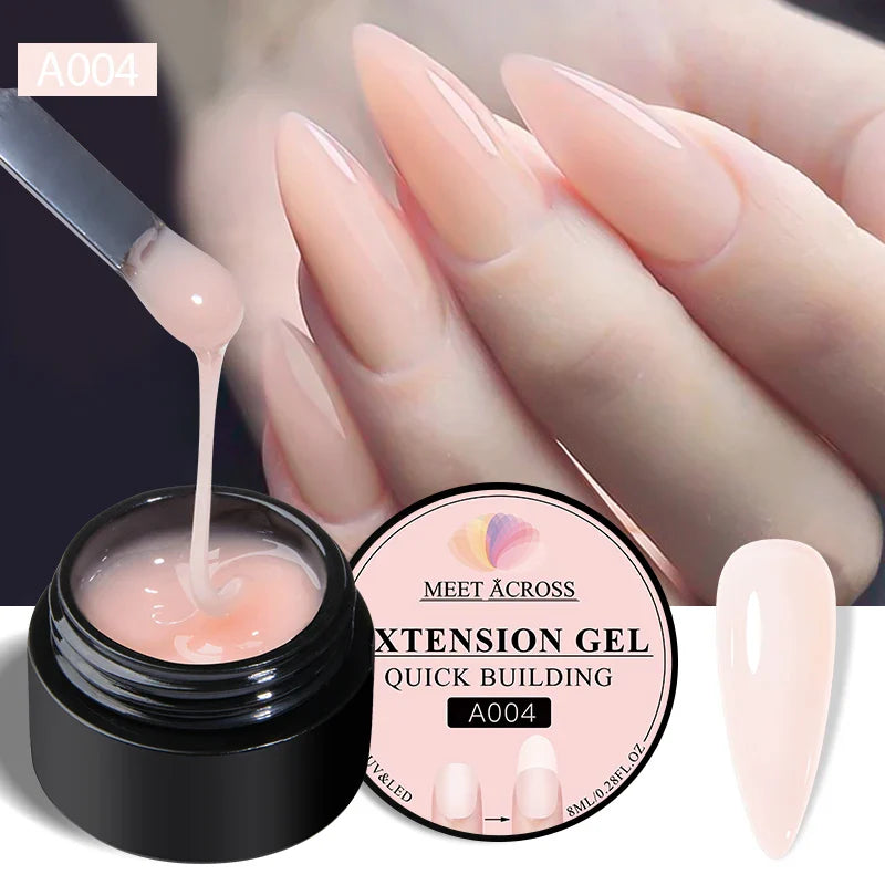 MEET ACROSS 8ml Aurora Extension Nail Gel Polish Glitter Sparkling Nail Art Semi Permanent Building Gel For Nails Manicure