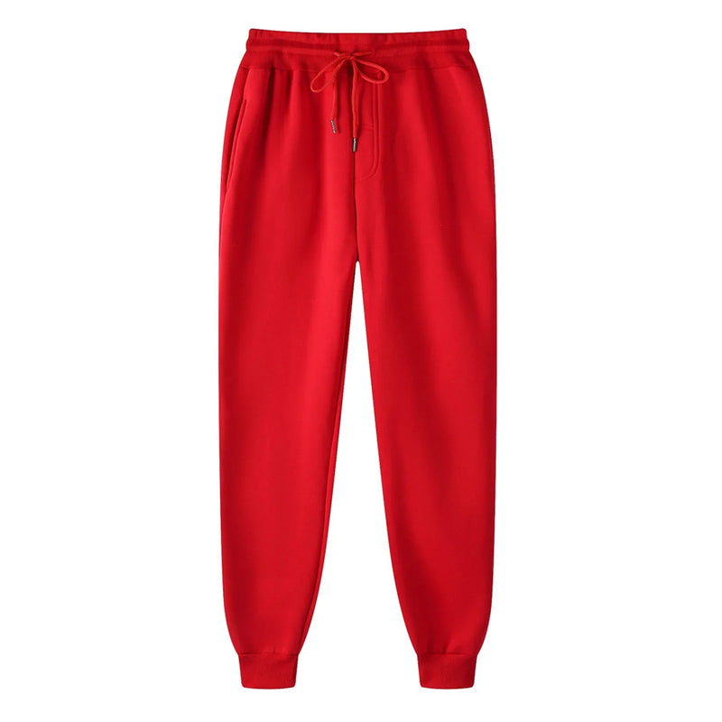 Men's Black Sport Casual Sweatpants 2024 Autumn Winter Warm Fleece Lined Ankle-Banded Trouser With Pocket Plus SIze Baggy Pants