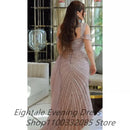 Blush Pink Mermaid Shinning Off Shoulder Evening Dress Wedding Long Luxury Sequin Formal Prom Dress Dubai Party Gown Customized