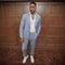 Light Gray Men's Suit Two Piece, Double Button V-Neck Jacket and Trousers, Fashionable Men's Sets, S, M, L, XL, XXL