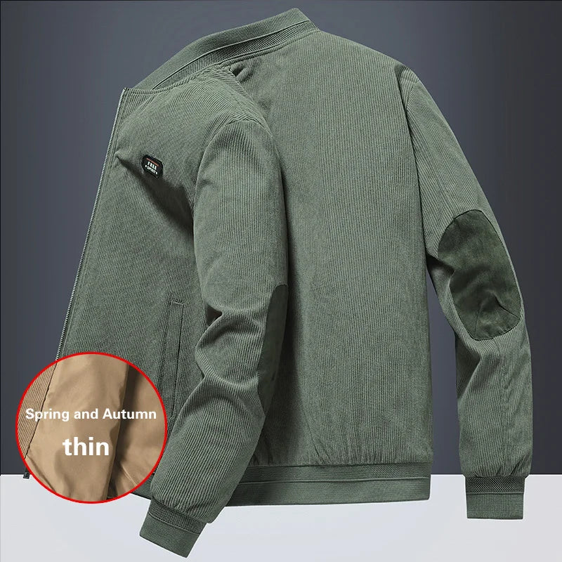 Men's Fashion Casual Warm Corduroy Outwear Men's Thick Cotton Jacket Coat Large Size New Autumn Winter Stand Collar Slim Jacket