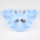 3Pcs/Set Baby Safe Silicone Dining Plate Food Feeding With Spoon Fork Cartoon Children Dishes Prevent Tipping Over And BPA Free