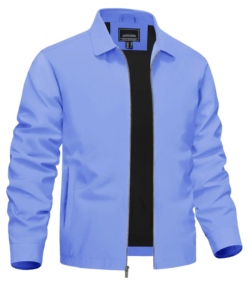 TACVASEN Lightweight Work Jackets Mens Classic Tunic Style Zipper Pockets Bomber Jackets Full Zip Spring Fall Jacket Outwear