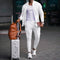 2025 new spring and autumn men stand collar solid color baseball casual Waffle full pants two men's suit men's wear
