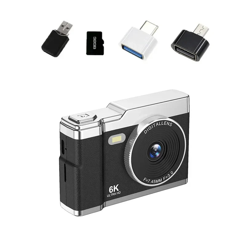 6K HD Digital Camera 2.4in IPS Display 8X Zoom 64MP Video Camera With Fill Light 4K Selfie Camera For Kids Students Teens 2025