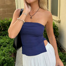 Xingqing Tube Tops Women y2k Clothing Solid Color Off Shoulder Strapless Sleeveless Bandeau 2000s Fairycore Clothes Streetwear