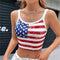 Gothic Punk New 2024 USA Flag Crop Top Sexy Backless Tank Slim Women's Mini Vest Summer Y2k Clothes Short White Camisole E-girls