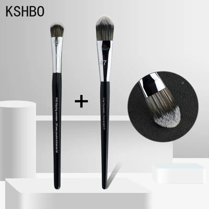 KSHBO 2pcs/set Makeup Beauty Tools Foundation Brush 47 Broom Head Liquid Foundation Shadow Repairing for Women Face Base Brushes