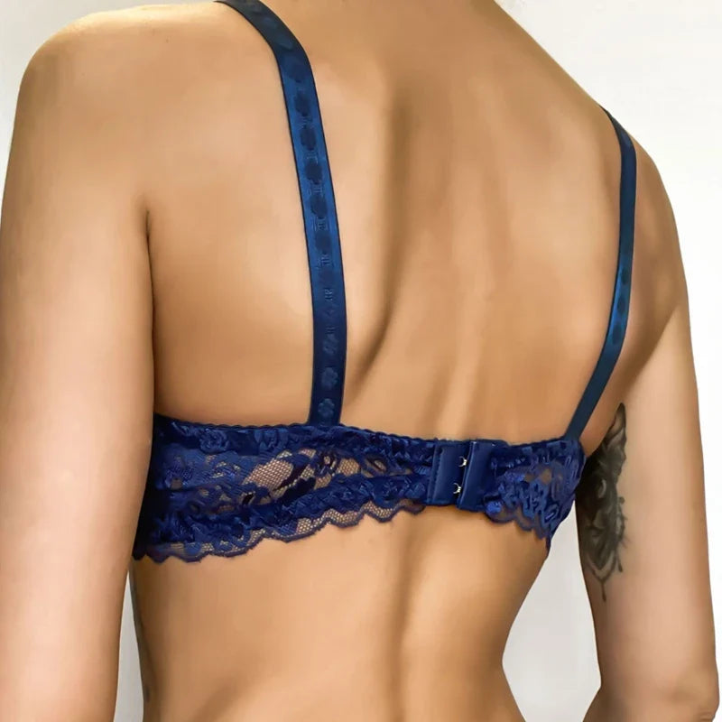 ALLTOOALL 3PC Women Sexy Lace Bras Plus Size Push Up Bralette Female Underwired Underwear Hollow Out Lingerie Embroidery Bra