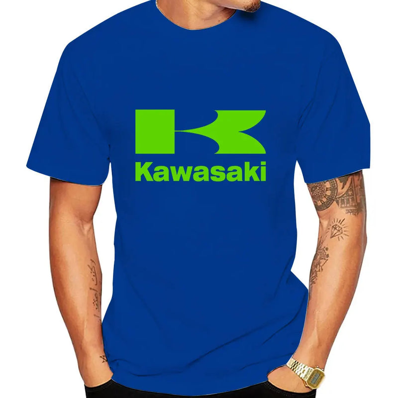 Kawasaki Logo Motorcycle Men Summer T-shirt 100% Cotton Women Tee Shirts 2024 New Fashion Short Sleeve Sport Male Clothing Tops