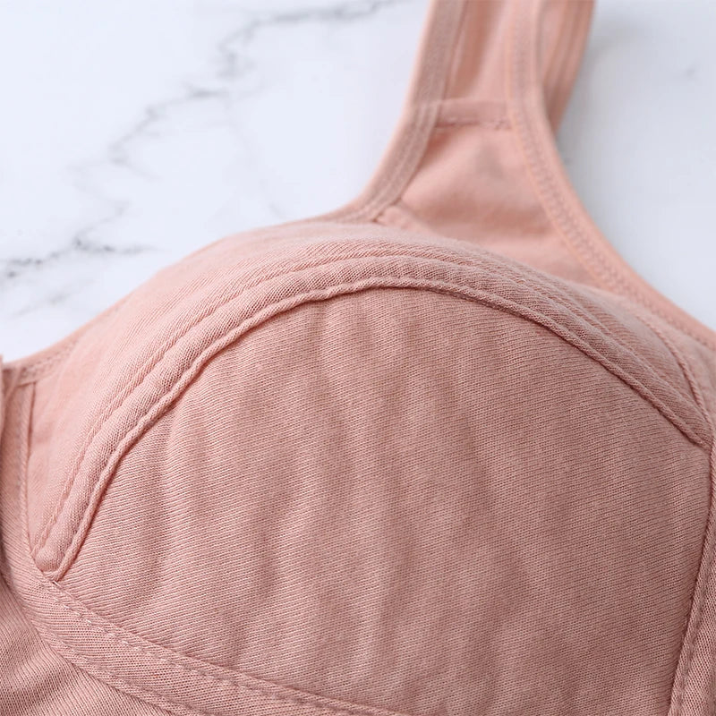 Comfortable Cotton Bras For Women Wireless Bra Front Closure Underwear Soft Lingerie Large Bust