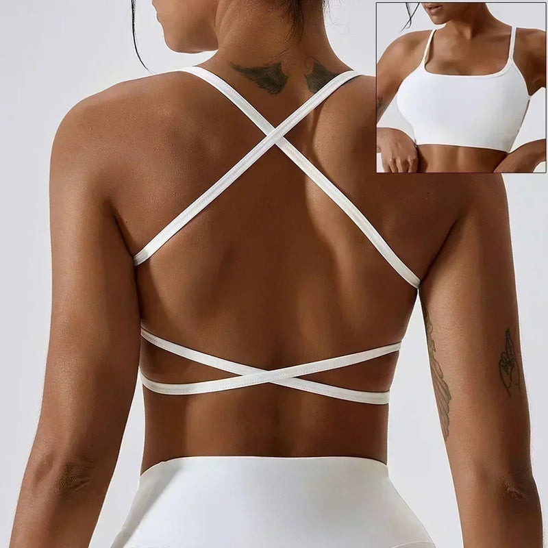 Cloud Hide Sexy Back Sports Bra Women Yoga Crop Top Home Fitness Workout Underwear Dancing Vest Plus Size Running Cycling Shirt