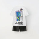 2025 Summer Kids Sets Disney Stitch Printed Tops Tee Shirts For Boys Casual Pullover Clothes Casual Two Piece Suit Child Sets