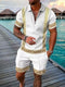 Men's Summer Tracksuit Sports Suit Men Set 3D Printed Casual Short Sleeve T Shirt Lapel Zip Polo Shirt Male Clothing Jogging