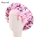 Kids Satin Bonnet Sleep Hat Silk Shower Cap for Child Hair Beanie at Night Boy Girls Flower Printed Silk Sleep Cap with Band Bow